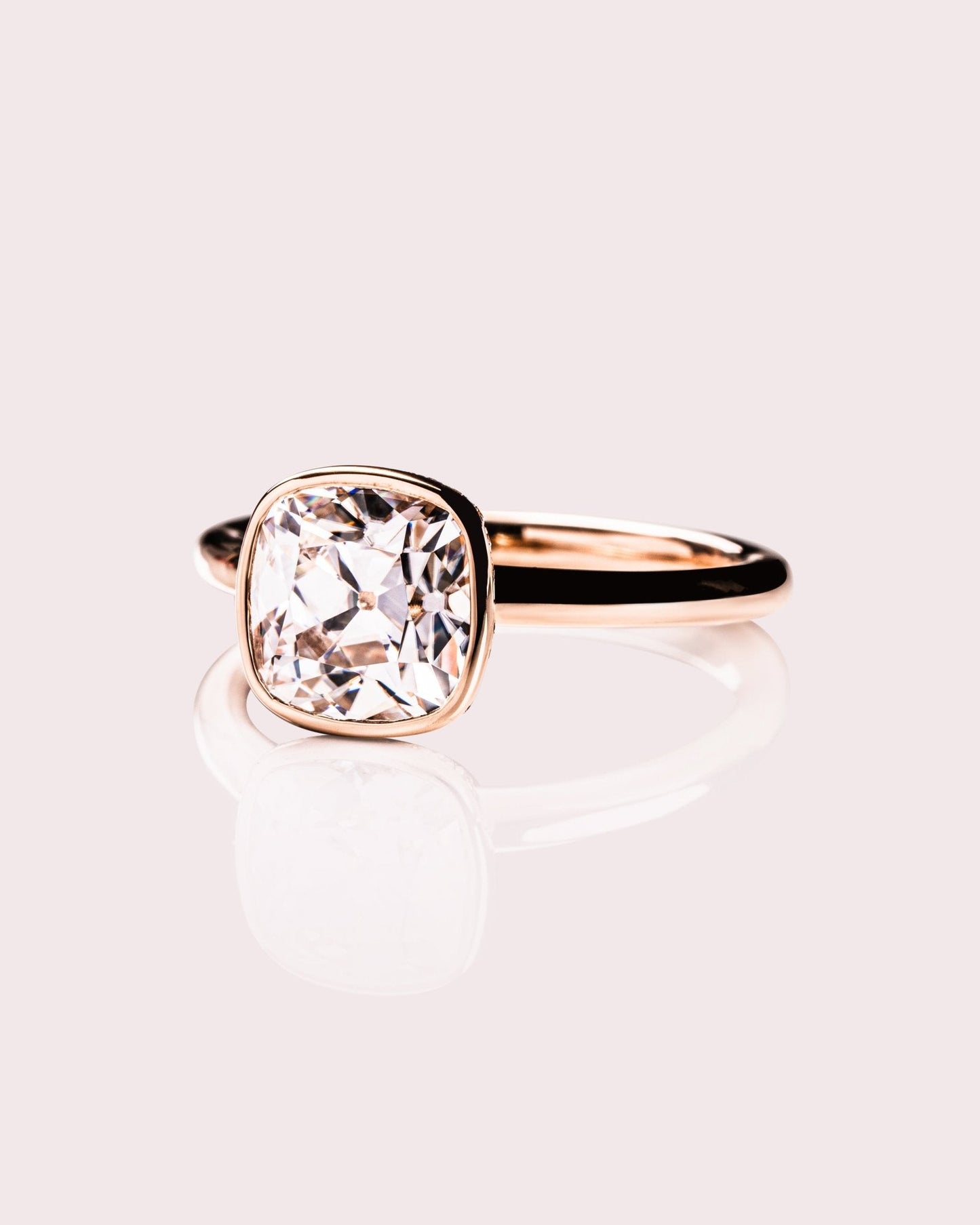 Cushion Hidden Halo Lab Grown Diamond Engagement Ring