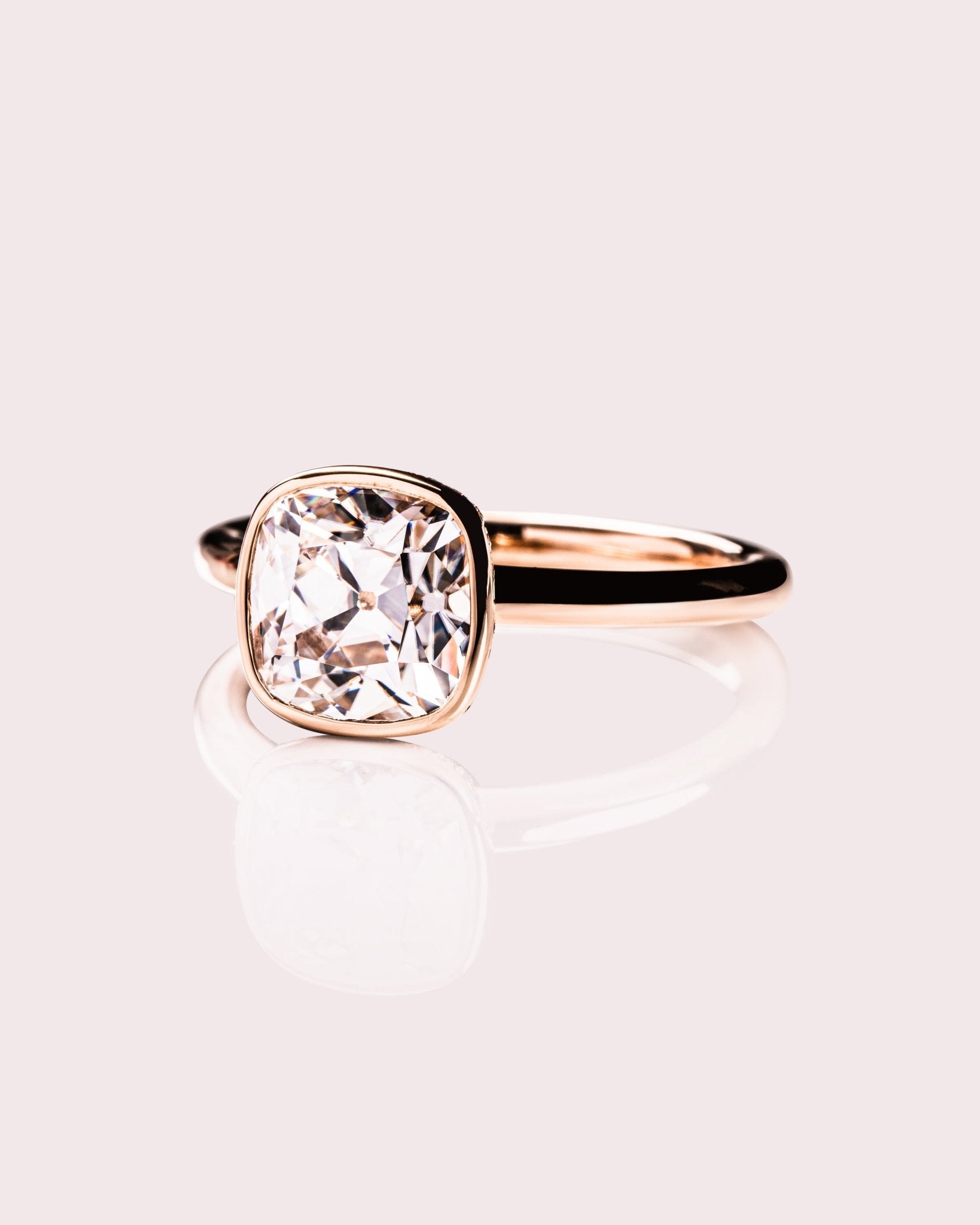 Cushion Hidden Halo Lab Grown Diamond Engagement Ring
