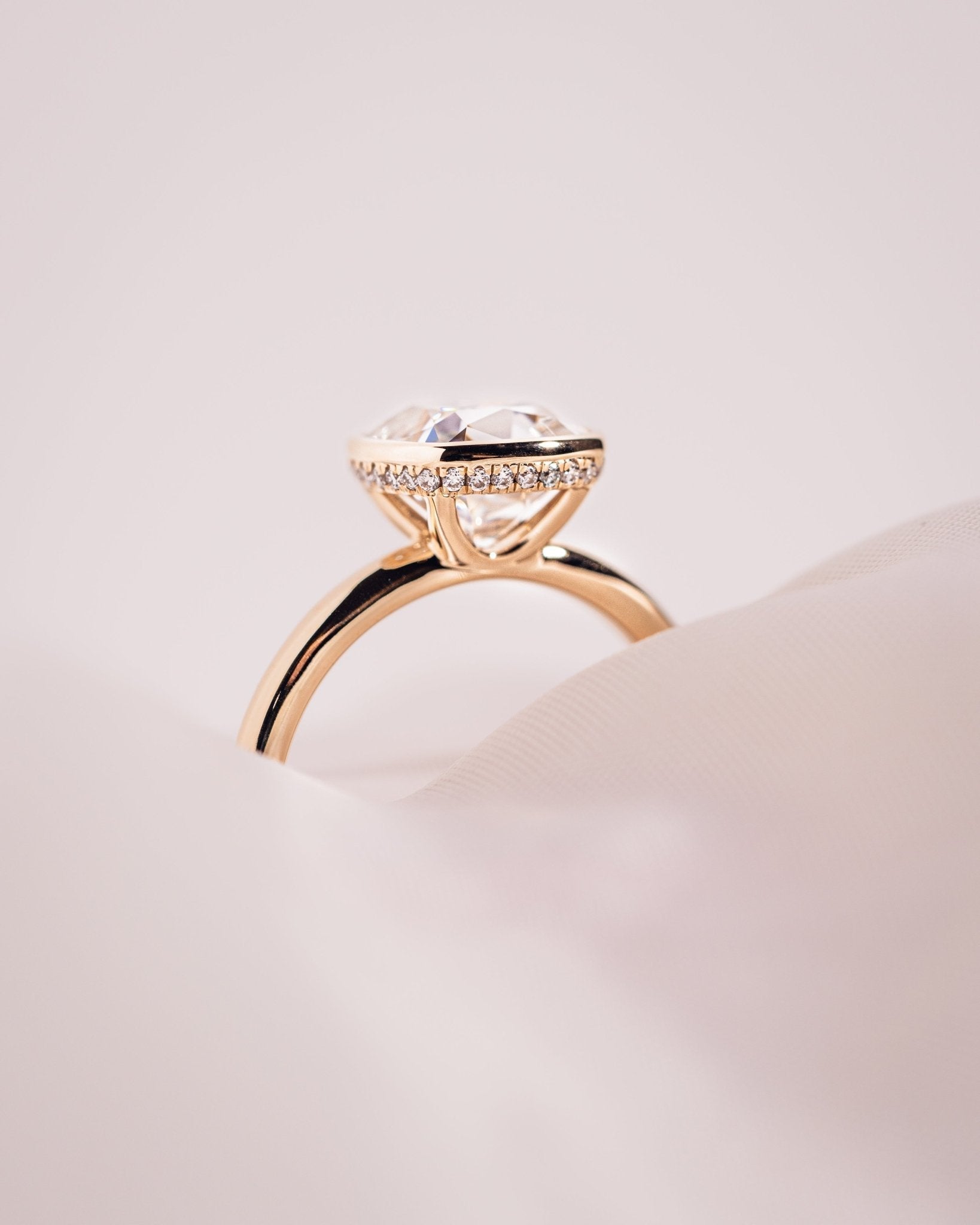 Cushion Hidden Halo Lab Grown Diamond Engagement Ring