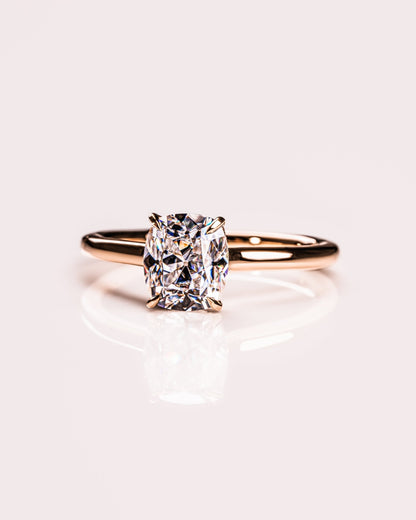 Cushion Hidden Halo Lab Grown Diamond Engagement Ring