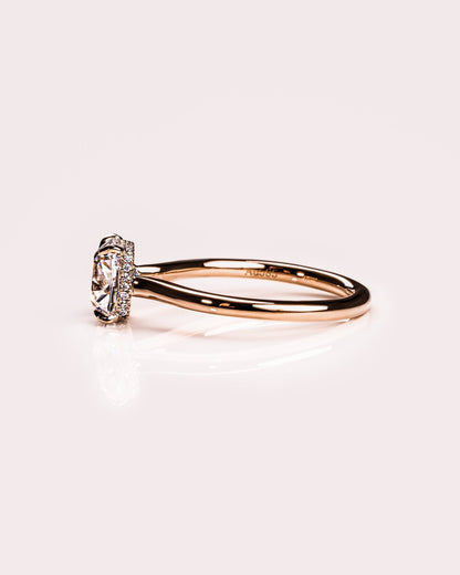 Cushion Hidden Halo Lab Grown Diamond Engagement Ring