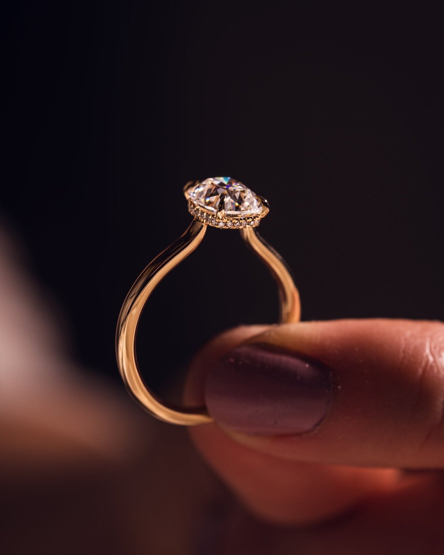 Cushion Hidden Halo Lab Grown Diamond Engagement Ring