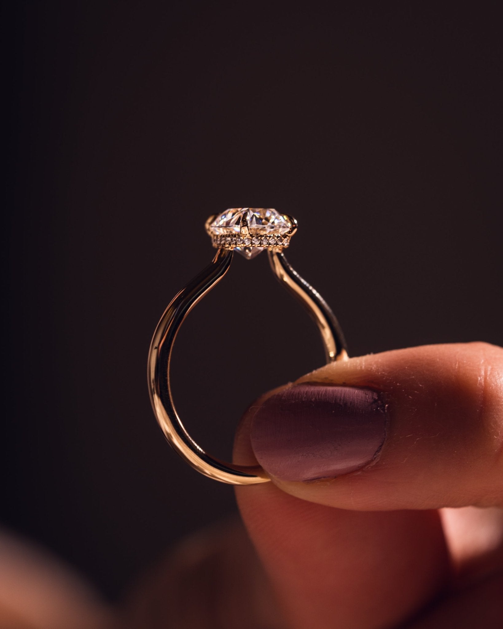 Cushion Hidden Halo Lab Grown Diamond Engagement Ring