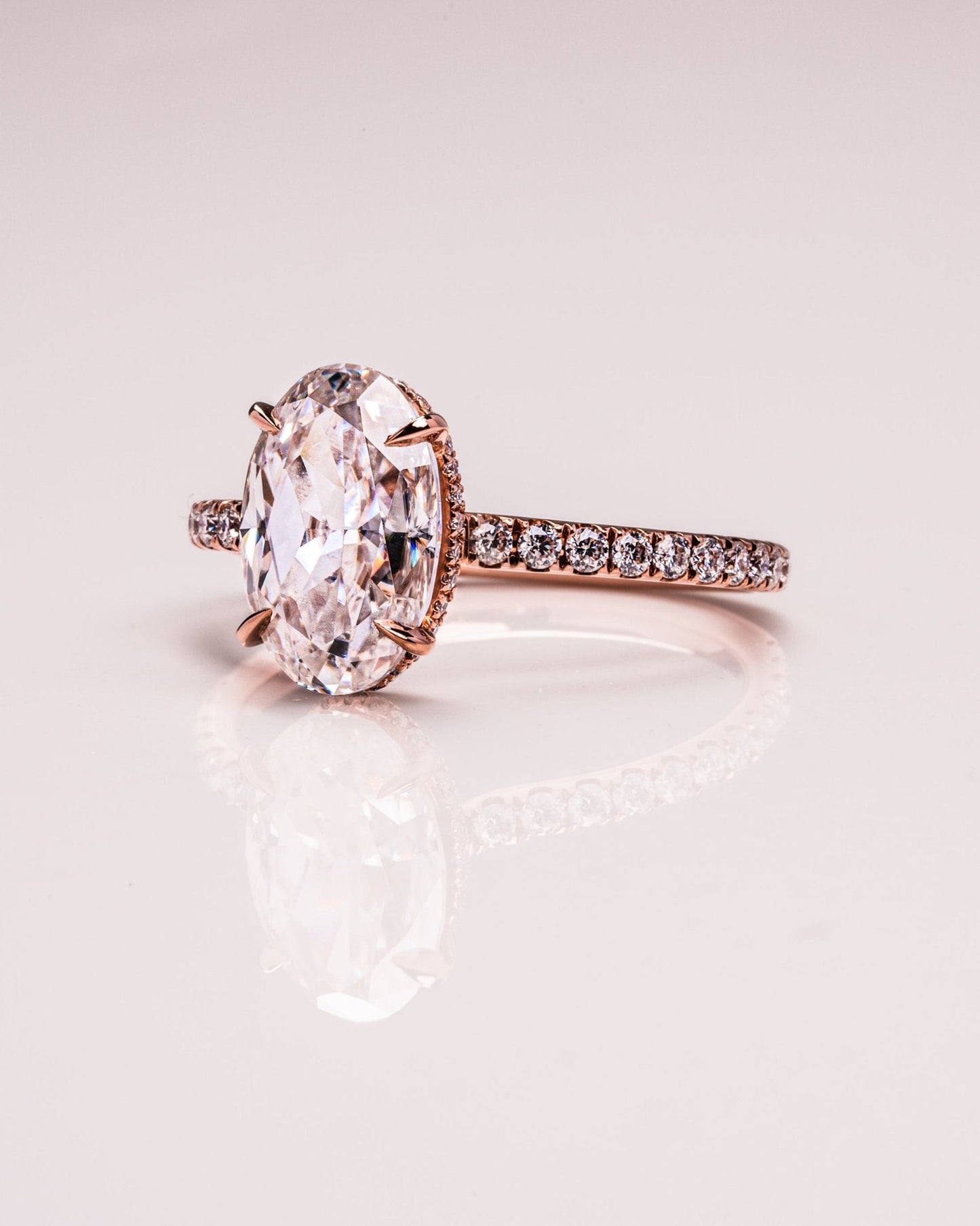 Cushion Hidden Halo Lab Grown Diamond Engagement Ring