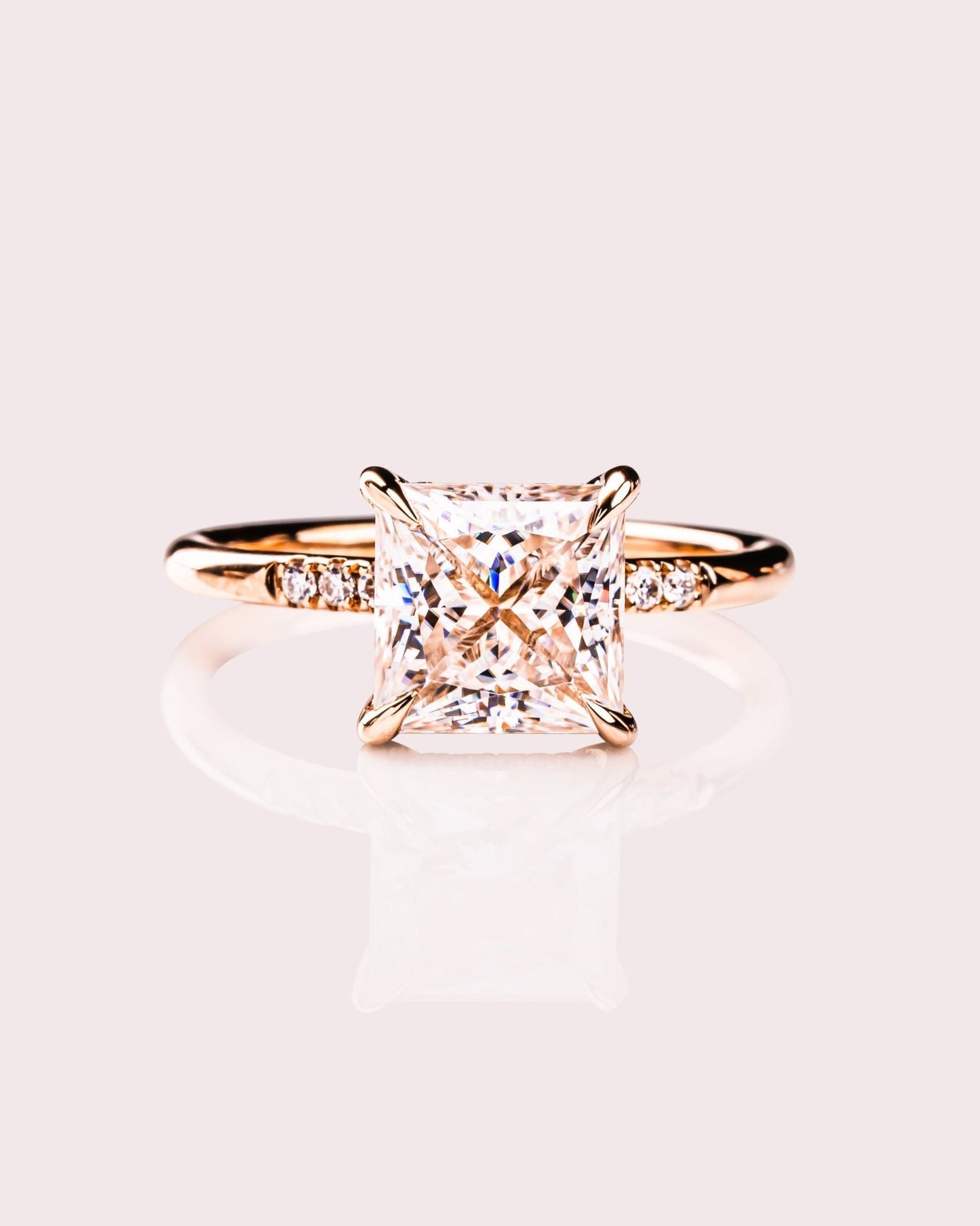 Cushion Hidden Halo Lab Grown Diamond Engagement Ring