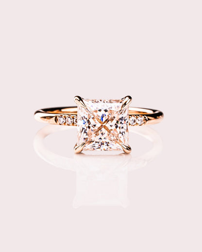 Cushion Hidden Halo Lab Grown Diamond Engagement Ring