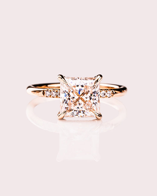 Cushion Hidden Halo Lab Grown Diamond Engagement Ring
