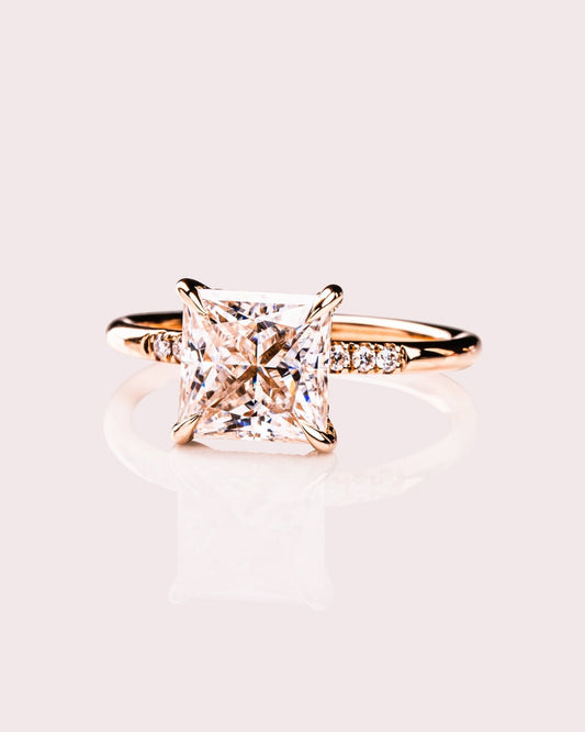 Cushion Hidden Halo Lab Grown Diamond Engagement Ring