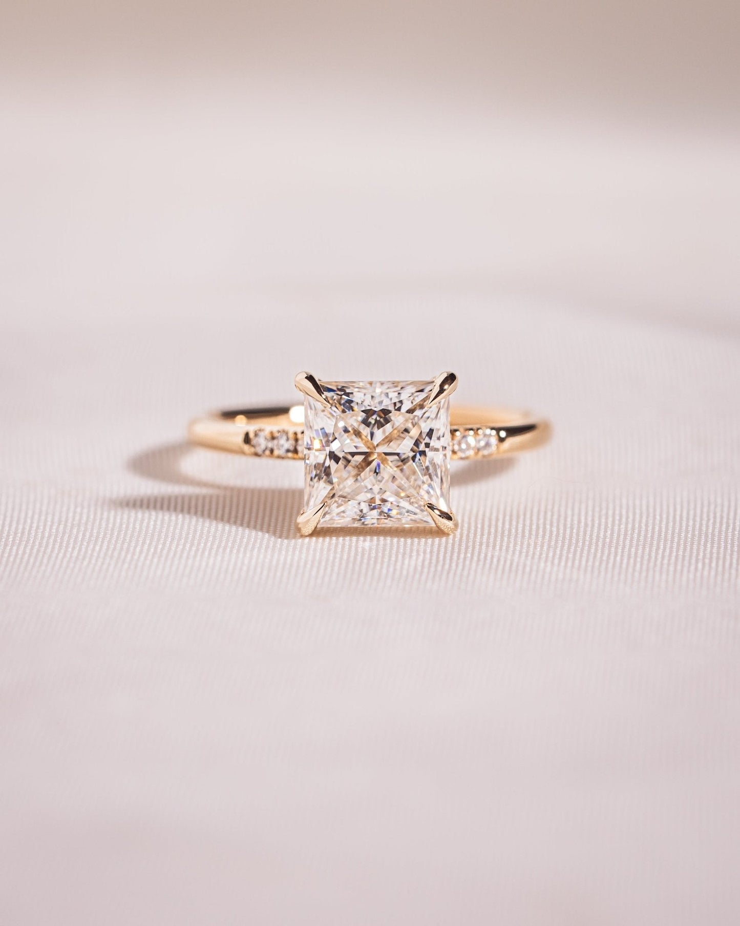 Cushion Hidden Halo Lab Grown Diamond Engagement Ring