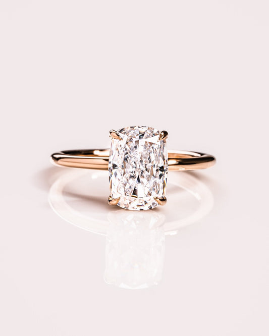 Cushion Hidden Halo Lab Grown Diamond Engagement Ring