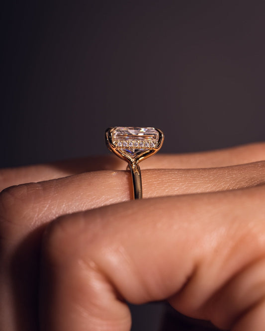 Cushion Hidden Halo Lab Grown Diamond Engagement Ring
