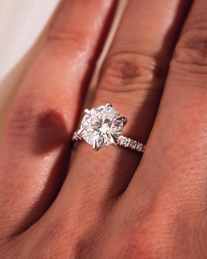 Cushion Hidden Halo Lab Grown Diamond Engagement Ring