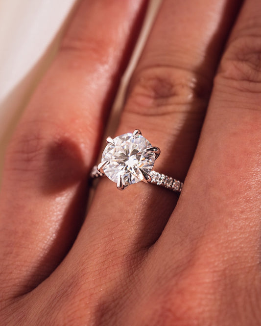 Cushion Hidden Halo Lab Grown Diamond Engagement Ring
