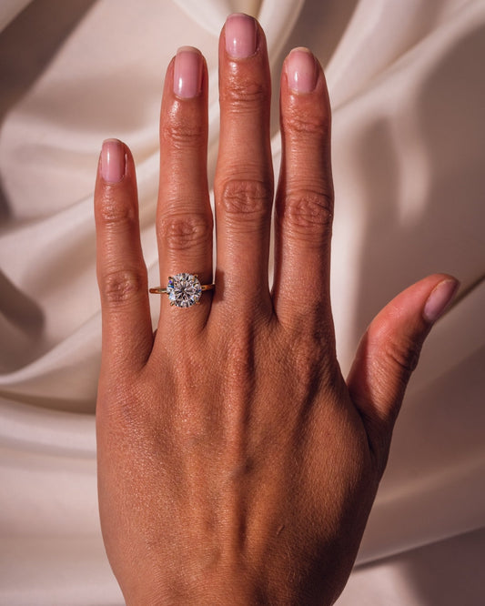 Cushion Hidden Halo Lab Grown Diamond Engagement Ring