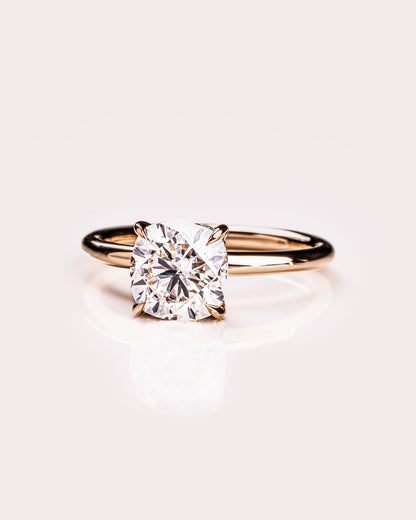 Cushion Hidden Halo Lab Grown Diamond Engagement Ring
