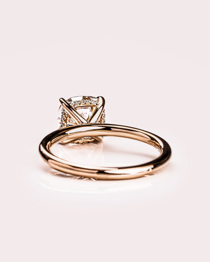 Cushion Hidden Halo Lab Grown Diamond Engagement Ring