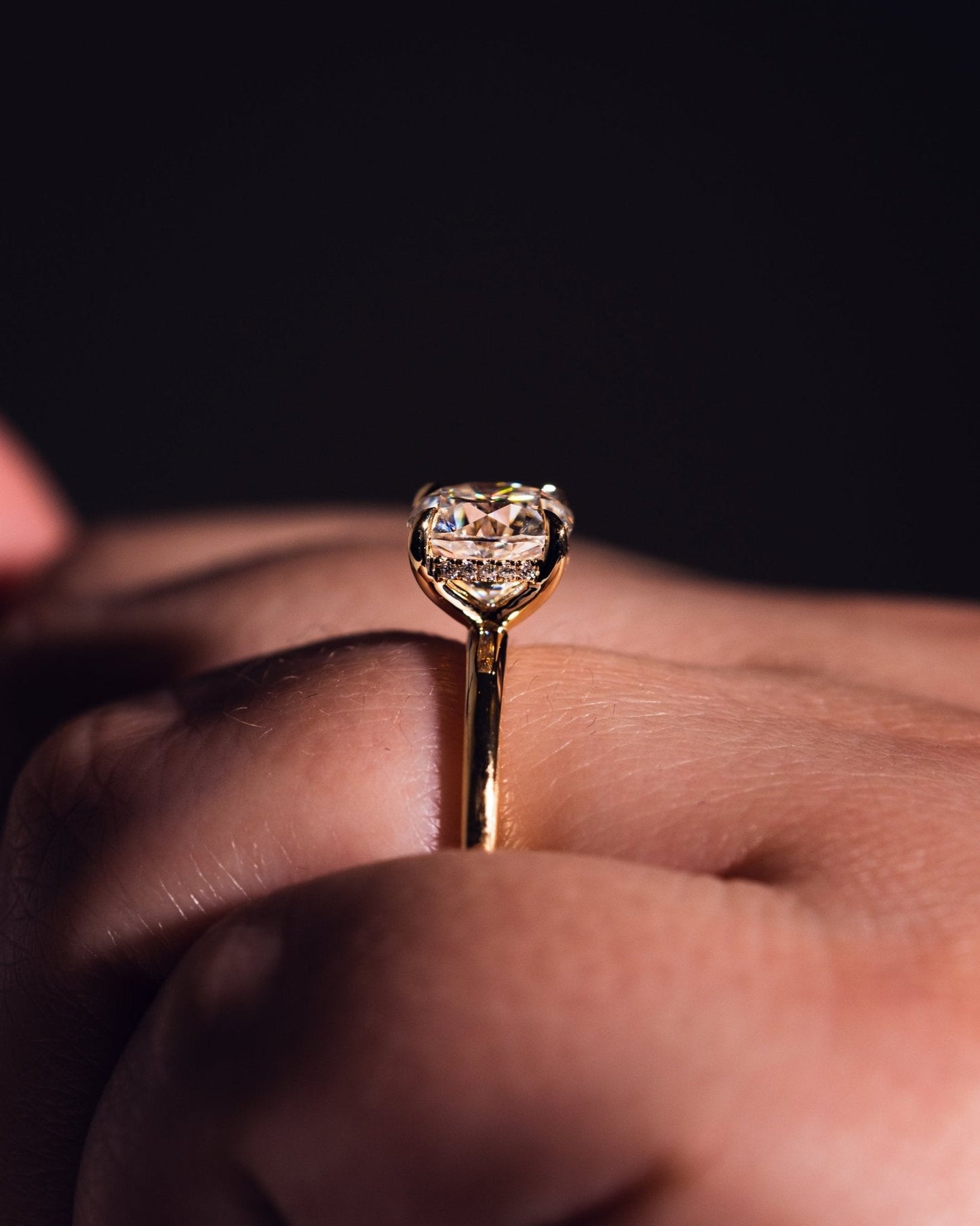 Cushion Hidden Halo Lab Grown Diamond Engagement Ring