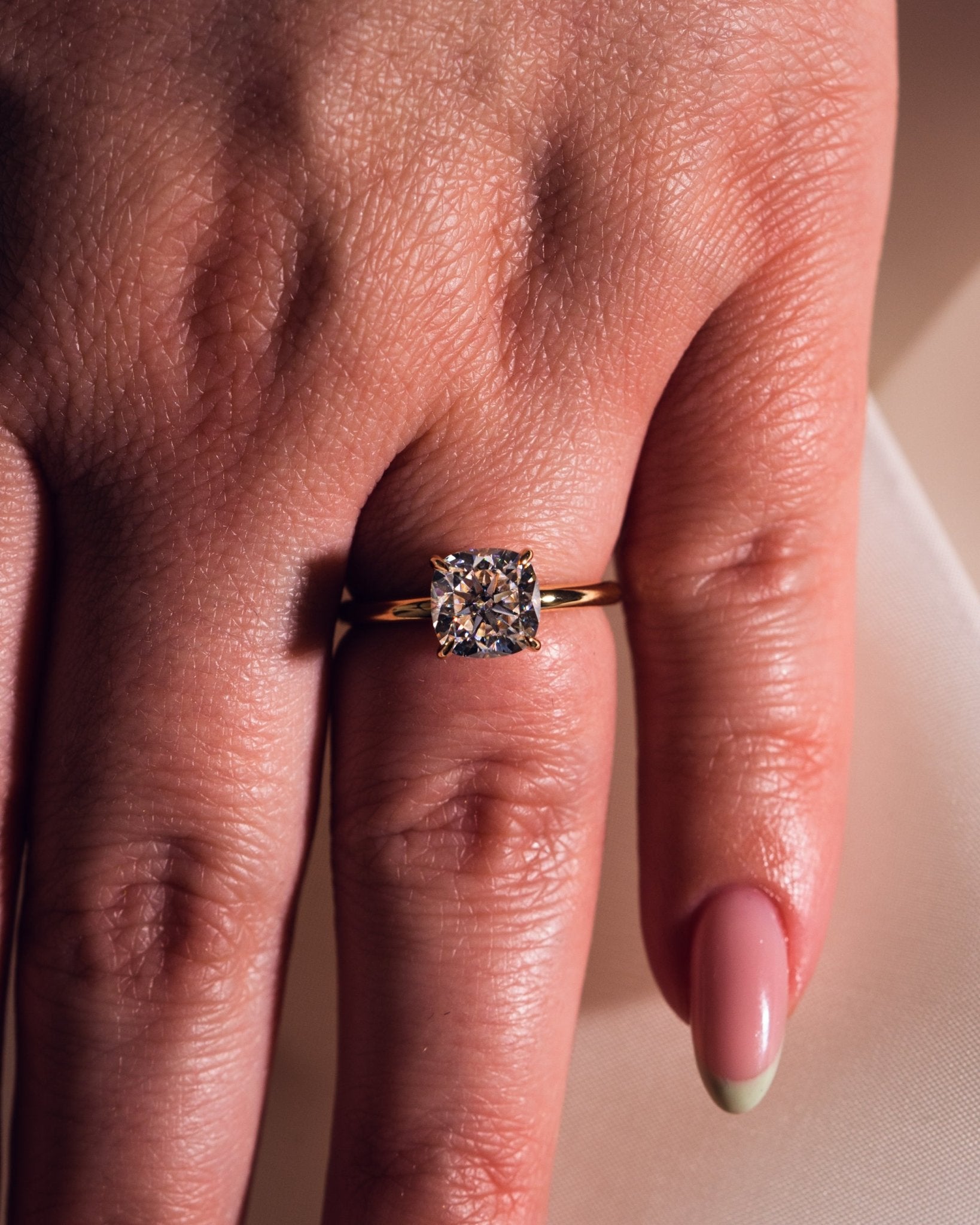 Cushion Hidden Halo Lab Grown Diamond Engagement Ring