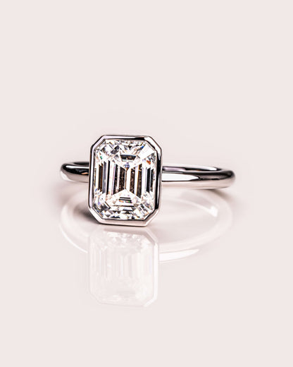 Cushion Hidden Halo Lab Grown Diamond Engagement Ring