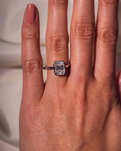 Cushion Hidden Halo Lab Grown Diamond Engagement Ring