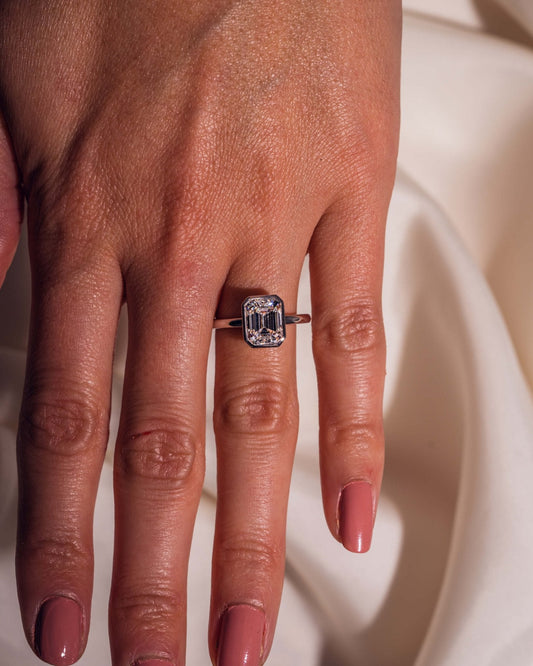 Cushion Hidden Halo Lab Grown Diamond Engagement Ring
