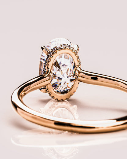 Cushion Hidden Halo Lab Grown Diamond Engagement Ring