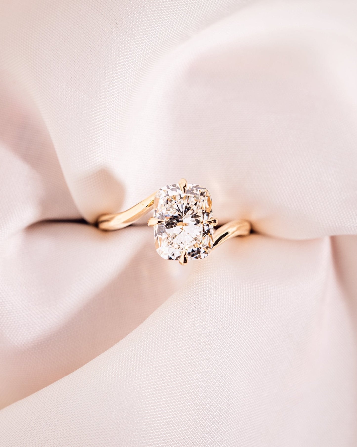 Cushion Hidden Halo Lab Grown Diamond Engagement Ring