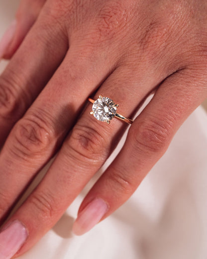 Cushion Hidden Halo Lab Grown Diamond Engagement Ring