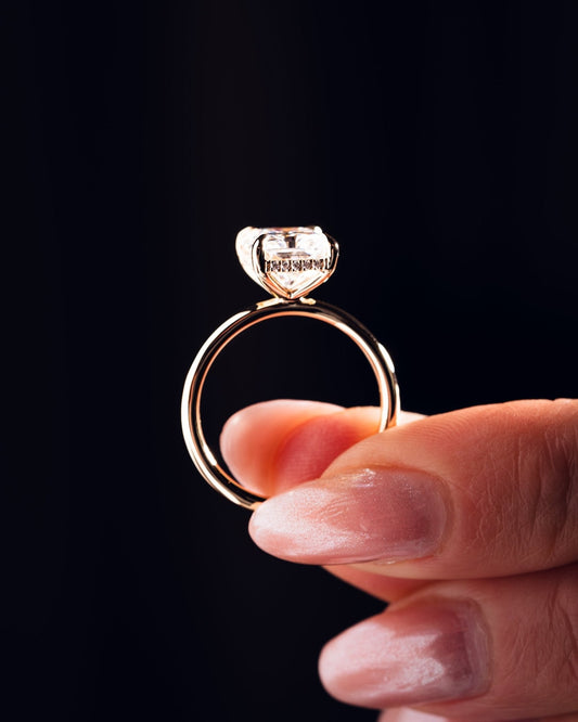 Cushion Hidden Halo Lab Grown Diamond Engagement Ring