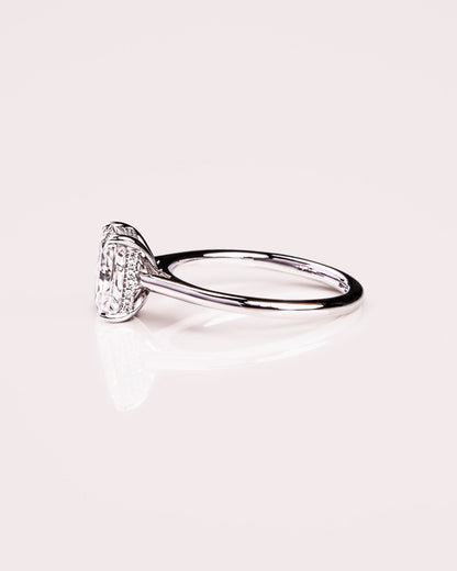 Cushion Hidden Halo Lab Grown Diamond Engagement Ring