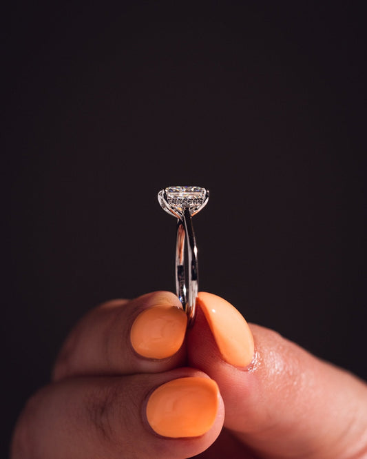 Cushion Hidden Halo Lab Grown Diamond Engagement Ring