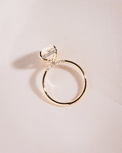 Cushion Hidden Halo Lab Grown Diamond Engagement Ring