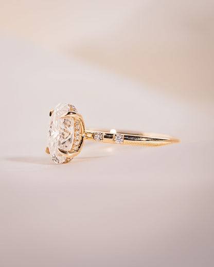Cushion Hidden Halo Lab Grown Diamond Engagement Ring