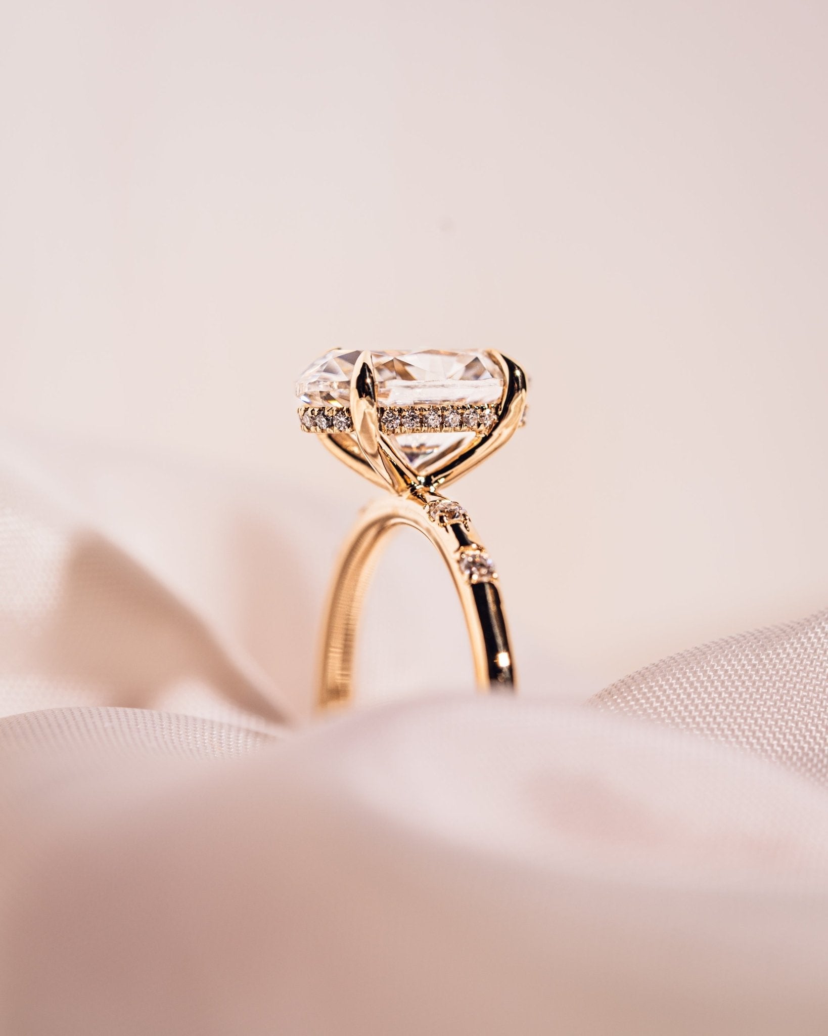Cushion Hidden Halo Lab Grown Diamond Engagement Ring