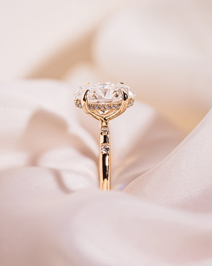 Cushion Hidden Halo Lab Grown Diamond Engagement Ring