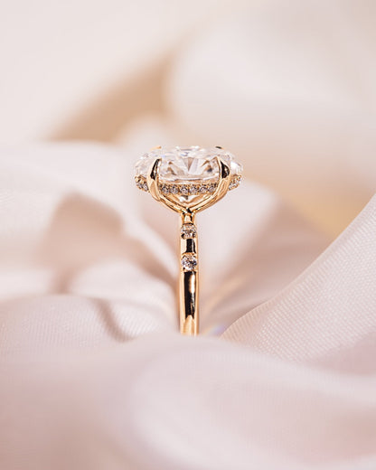 Cushion Hidden Halo Lab Grown Diamond Engagement Ring
