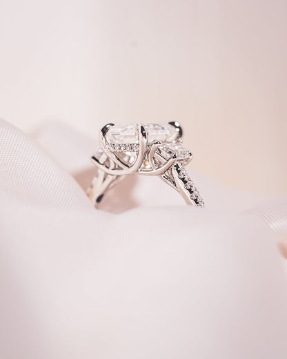 Cushion Hidden Halo Lab Grown Diamond Engagement Ring