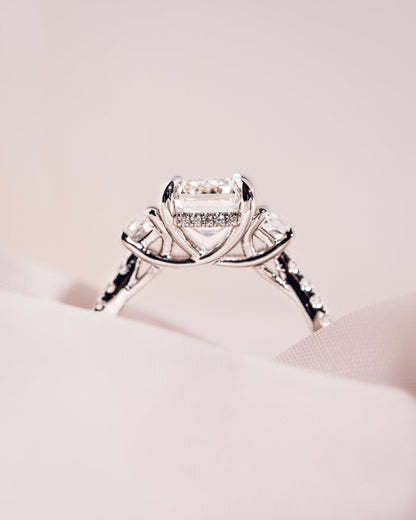 Cushion Hidden Halo Lab Grown Diamond Engagement Ring