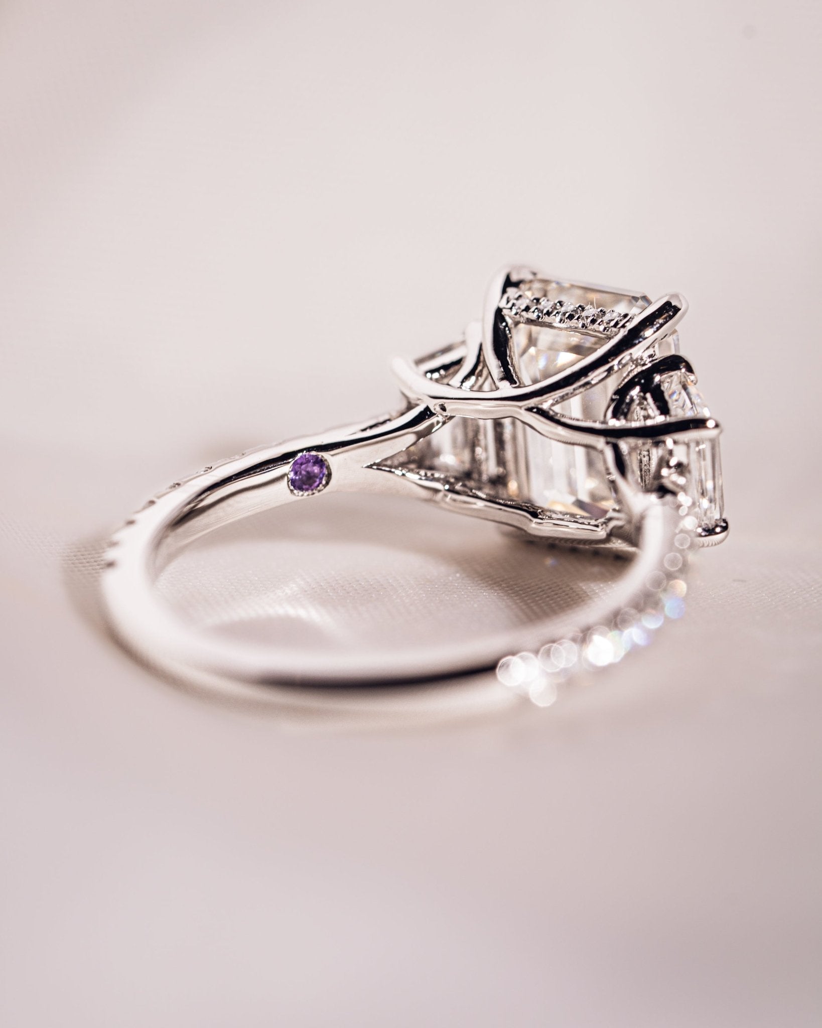 Cushion Hidden Halo Lab Grown Diamond Engagement Ring