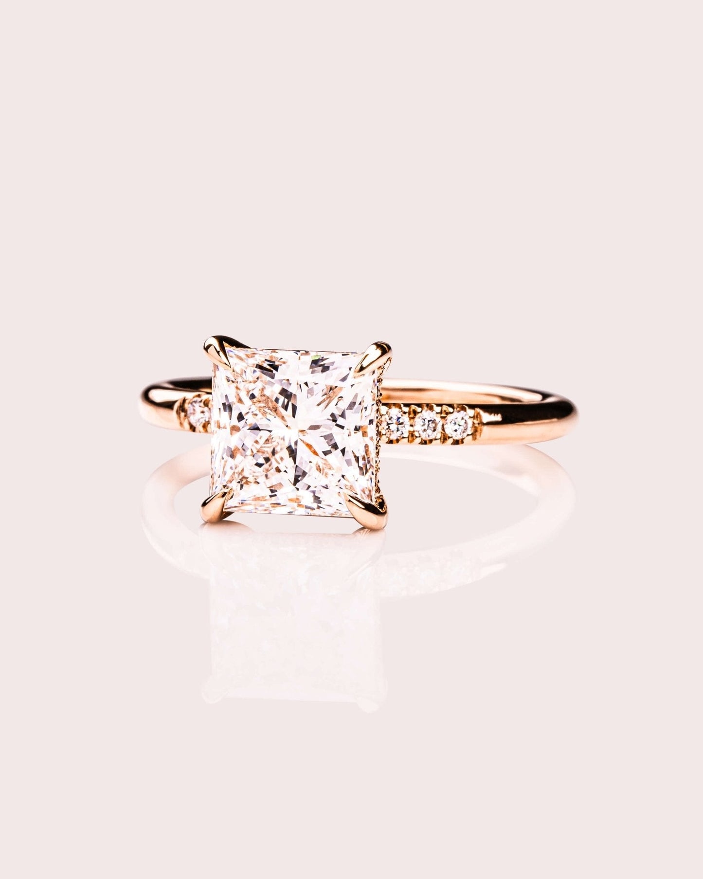 Cushion Hidden Halo Lab Grown Diamond Engagement Ring