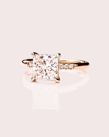 Cushion Hidden Halo Lab Grown Diamond Engagement Ring