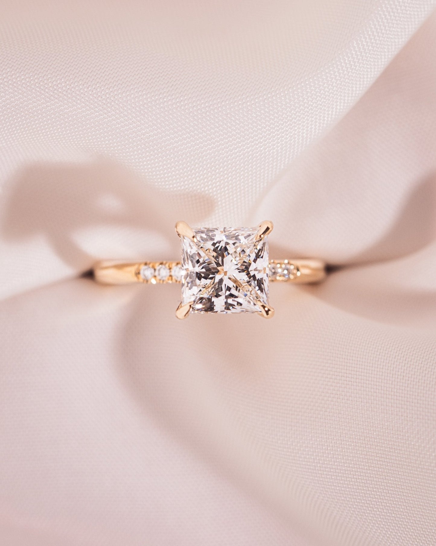 Cushion Hidden Halo Lab Grown Diamond Engagement Ring