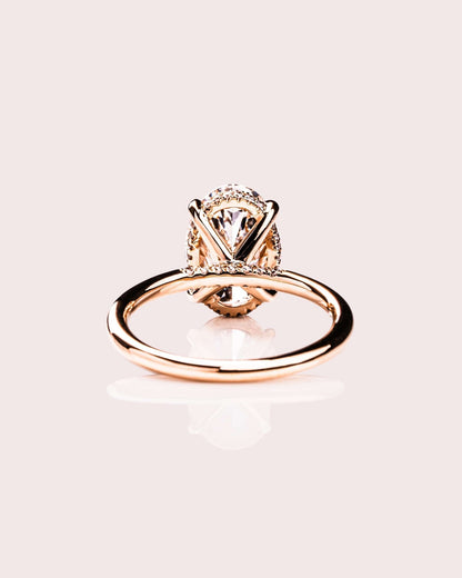Cushion Hidden Halo Lab Grown Diamond Engagement Ring