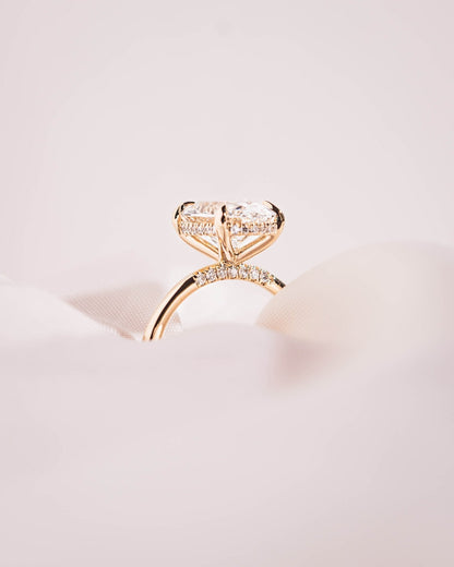 Cushion Hidden Halo Lab Grown Diamond Engagement Ring