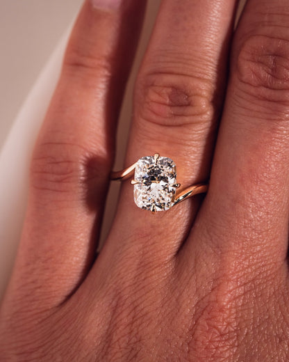 Cushion Hidden Halo Lab Grown Diamond Engagement Ring