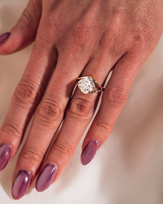 Cushion Hidden Halo Lab Grown Diamond Engagement Ring