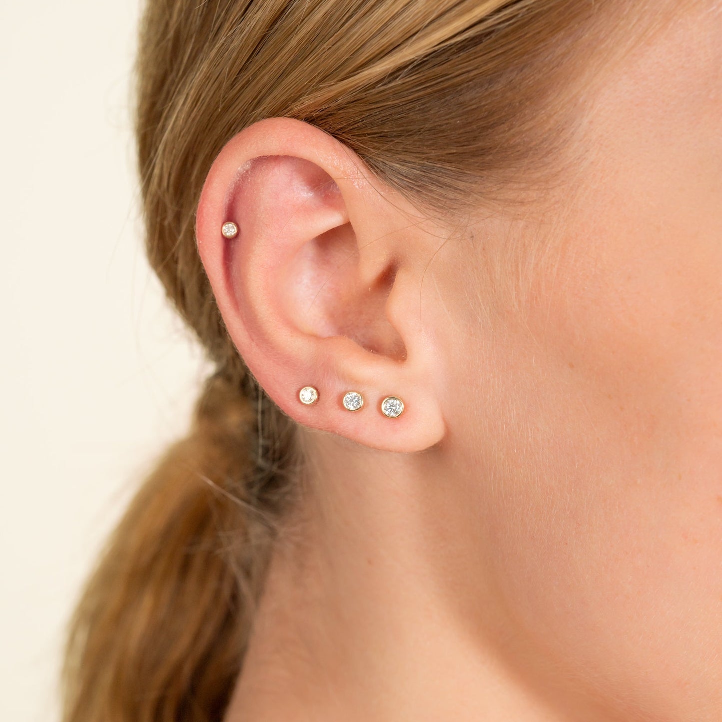 1.0 CT Round Bezel Solitaire Lab Grown Diamond Earrings