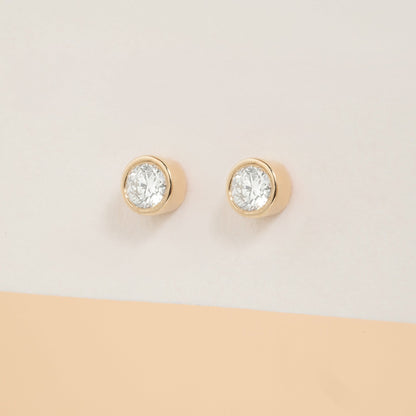 1.0 CT Round Bezel Solitaire Lab Grown Diamond Earrings