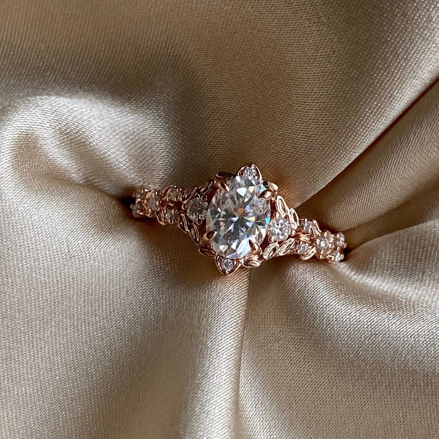 Moval Swirl Semi Pave Engagement Ring – 2.5 CT Lab Grown Diamond