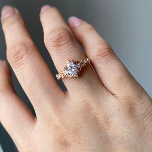 Moval Swirl Semi Pave Engagement Ring – 2.5 CT Lab Grown Diamond